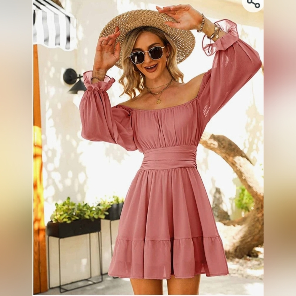 Elegant Pink Off-Shoulder Dress